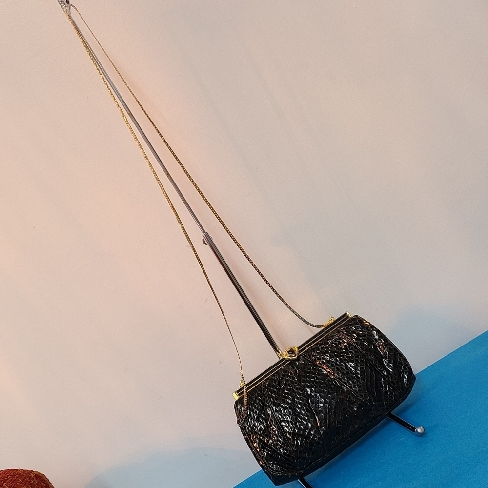 Judith Leiber Black Python Vintage Purse